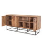 Hanah Home Consola 751, Mueble Moderno Industrial Rústico, Negro, Melamina y Metal, 180x80x40 cm